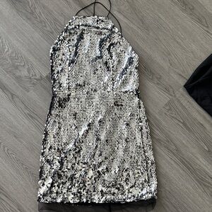 NWT NBD Sparkling Silver Sequence Mini Dress Size Small